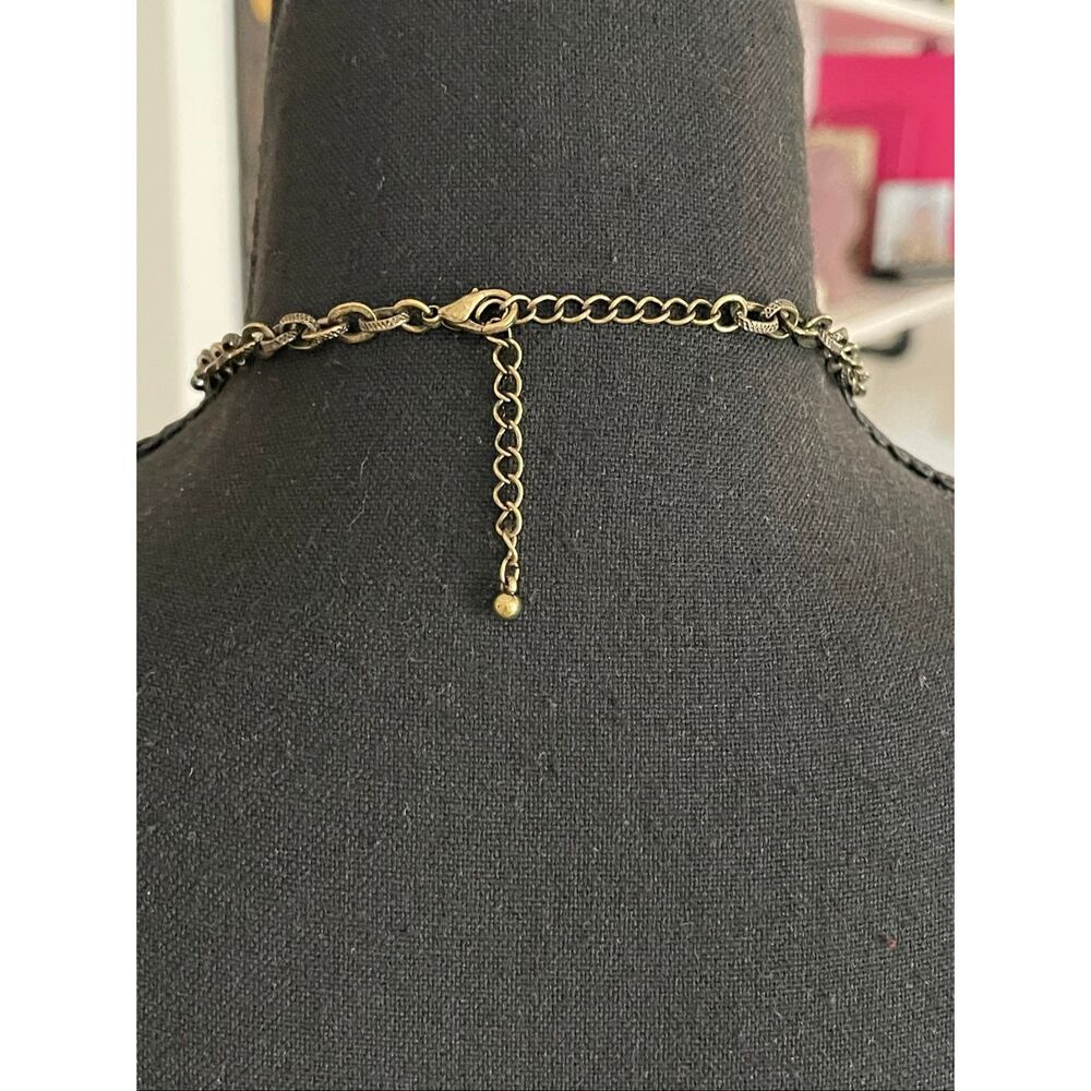 Restyled Women’s Tie with Turquoise Bedazzled Skull Necklace - Picture 11 of 12